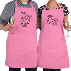 Sarcastic King Of The BBQ & Queen Of The Kitchen Custom Name Matching Adult Unisex Wedding Apron 